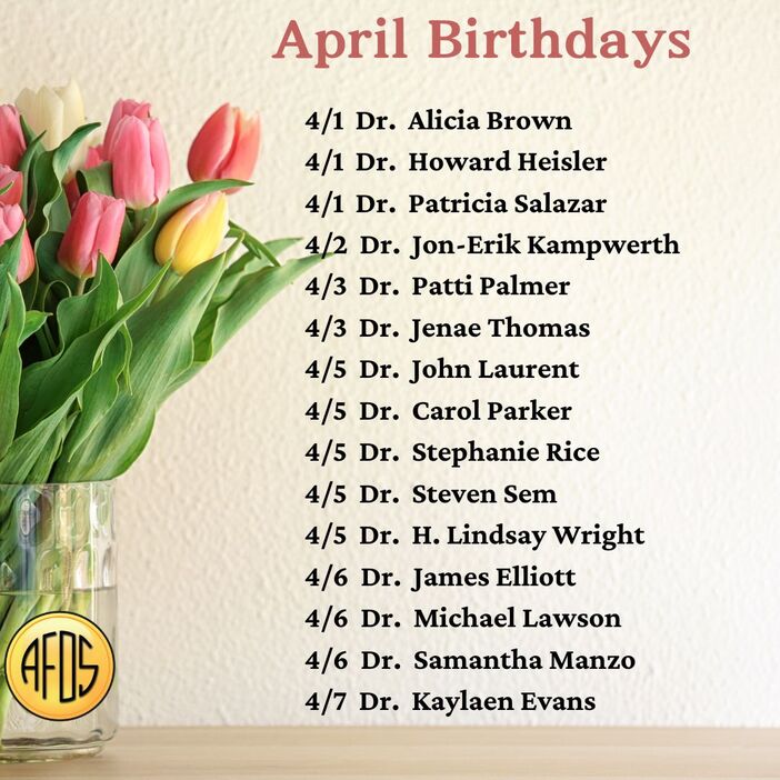 Happy April Member Birthdays!